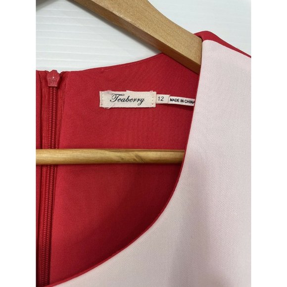 Teaberry Red White Sleeveles Floral Cocktail Dress size 12 - Picture 4 of 6